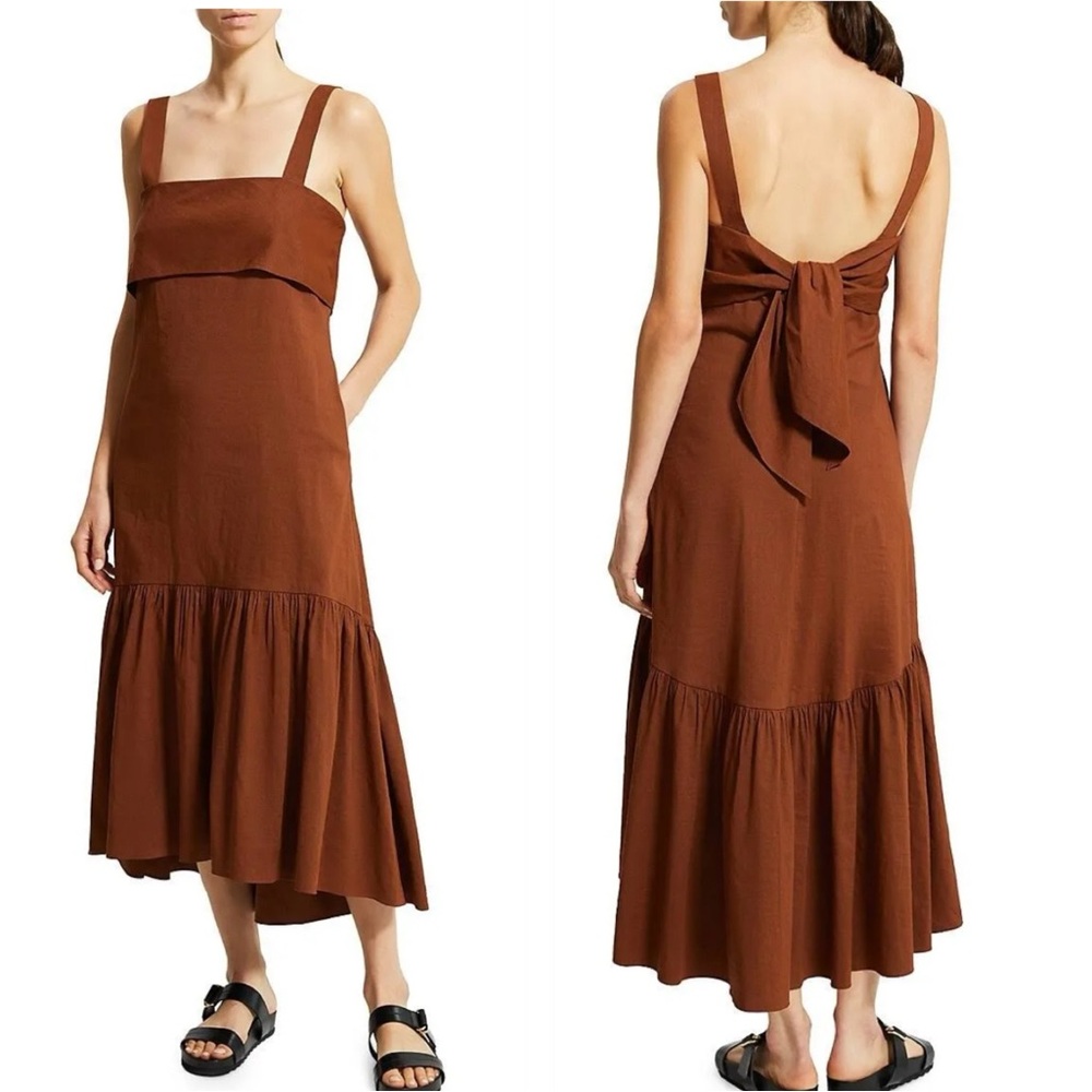 Theory Women's Tie Back Dr Eco Linen Dress S